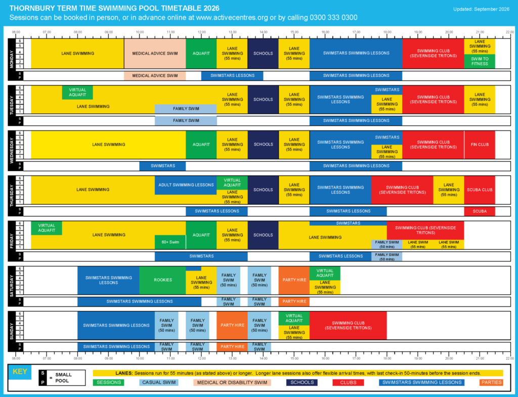 Thornbury swimming pool term time timetable 2026